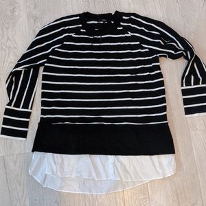 Next striped faux-layer long sleeve blouse